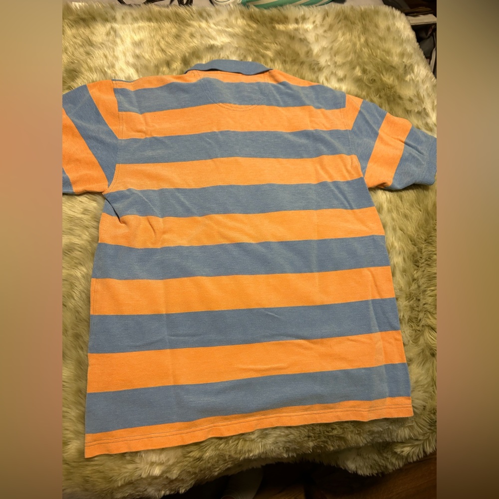 Izod Orange and Blue Striped Polo